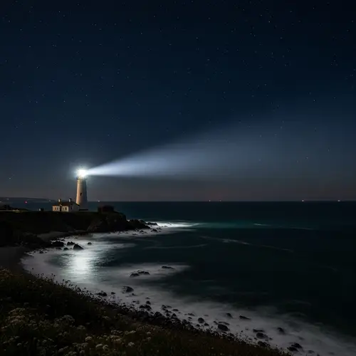 Seaside Lighthouse at Night | Spectacular Ocean View