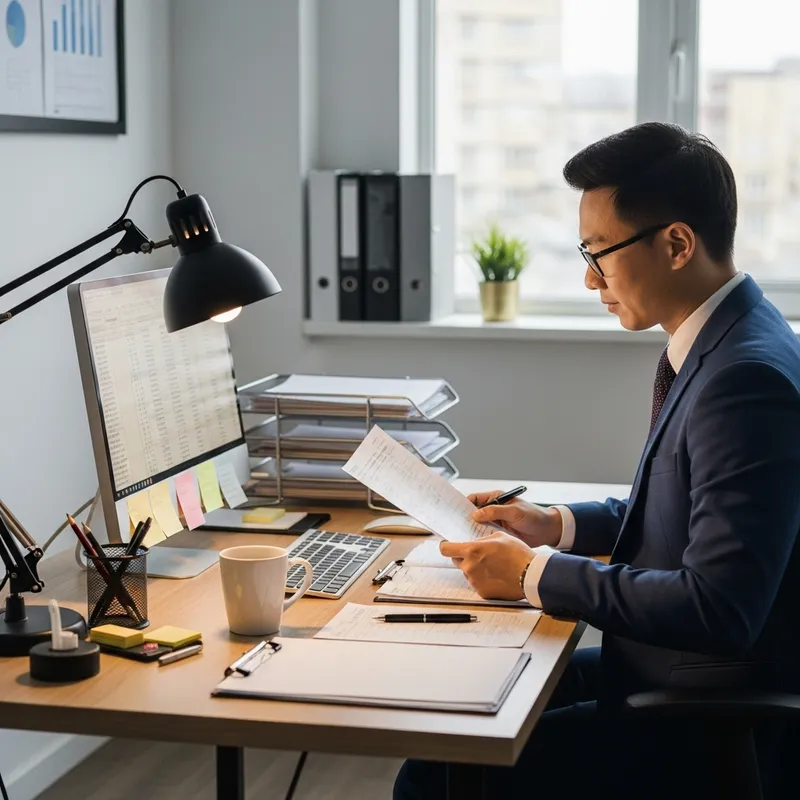 Financial Manager Handling Accounts in Office