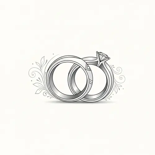 Elegant Rings Embraced | Modern Vector Art | Wedding Invitations