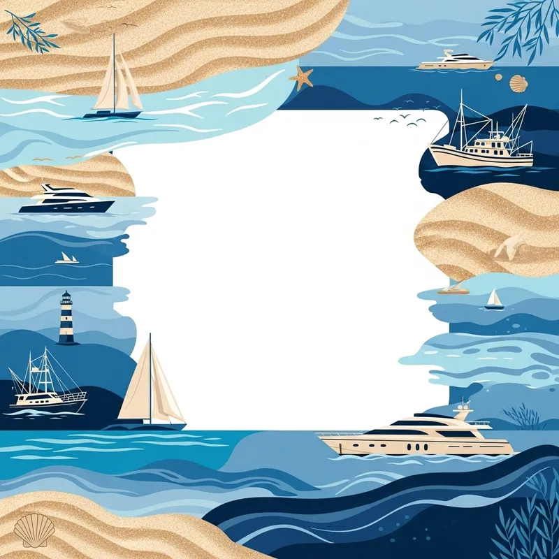 Marine Theme Graphics Template | Boats & Blue Waters Design
