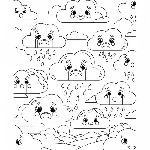 Whimsical Clouds Coloring Pages for Emotional Exploration and Joy