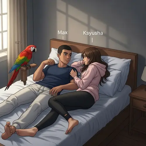 Max and Ksyusha, 18-Year-Old Characters with Parrot