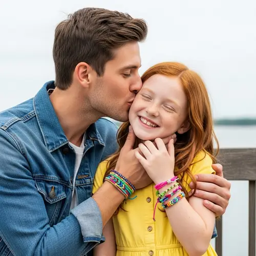 Heartwarming Scene: Man Kissing Girl on Cheek