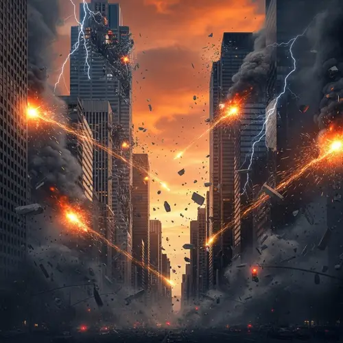 Skyscrapers Under Missile Attack: A Cityscape's Crisis