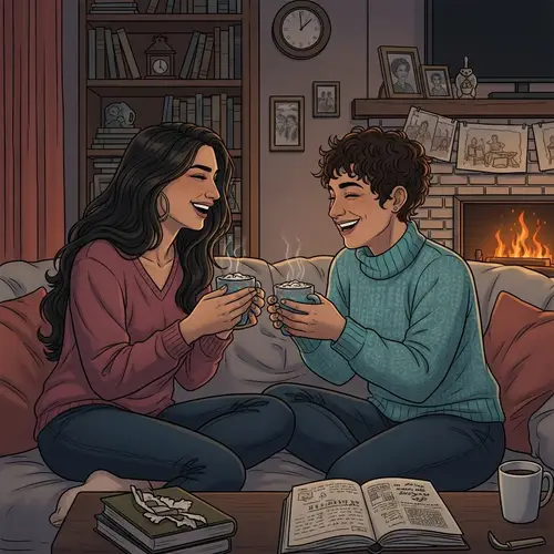 Tender Love Story: Lesbian Couple in Cozy Living Room