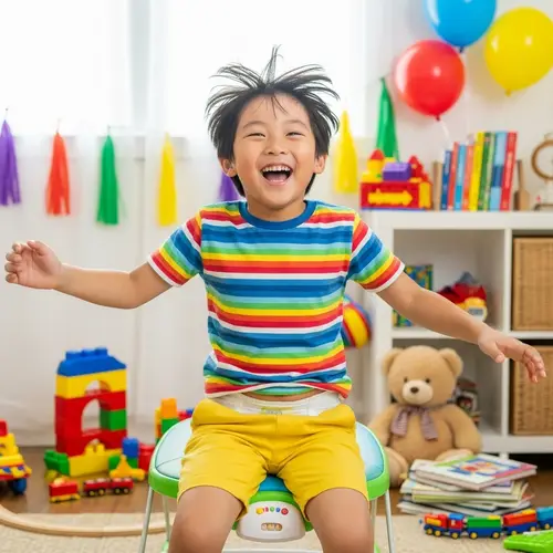 8-Year-Old Boy Having Fun on Baby Bouncer | Colorful Clothing