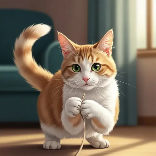 Playful Domestic Cat with Soft Tangerine and White Fur