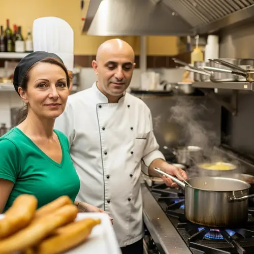 Professional Chefs Cooking Authentic Dishes in a Bustling Kitchen