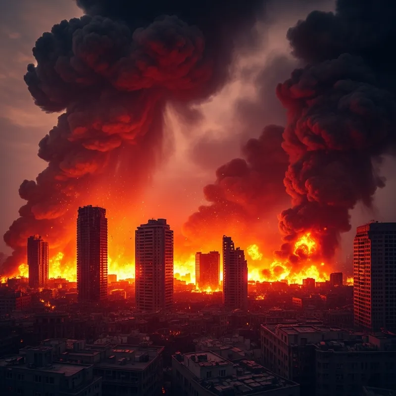Dramatic Fiery Apocalypse Scene in Vivid Colors