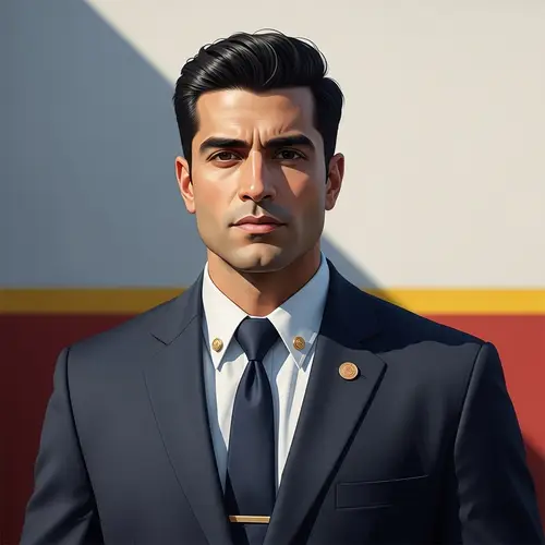 Professional South Asian Fireman in Navy Suit Portrait