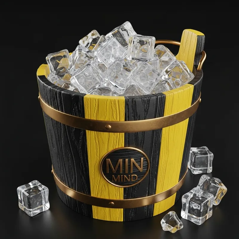 Stylish Wooden Ice Bucket: Black, Yellow & Gold Design Stylish Wooden Ice Bucket: Black, Yellow & Gold Design