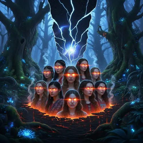 Ethereal Forest Girls with Fiery Eyes | Multicultural Rift Art