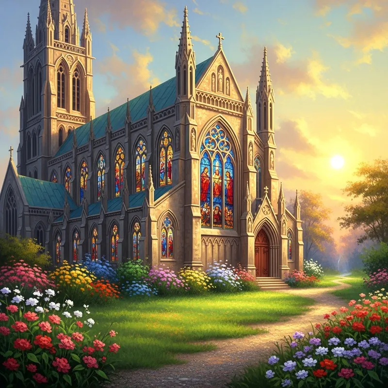 Gothic Church Painting | Tranquil Church Artwork