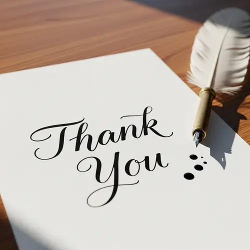 Elegant 'Thank You' Message on Paper