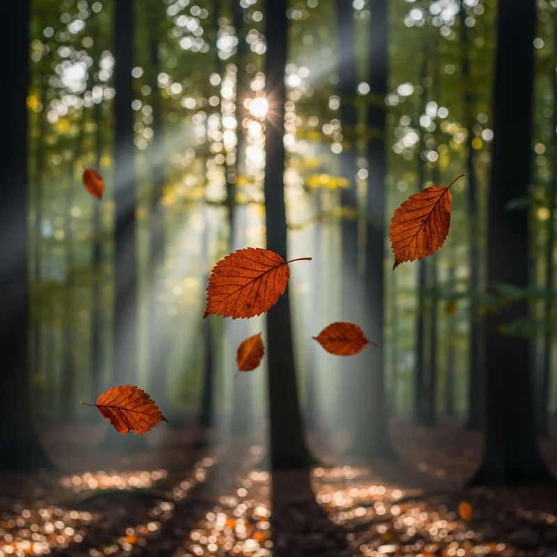 Ethereal Autumn Forest Scene: Tranquility and Beauty