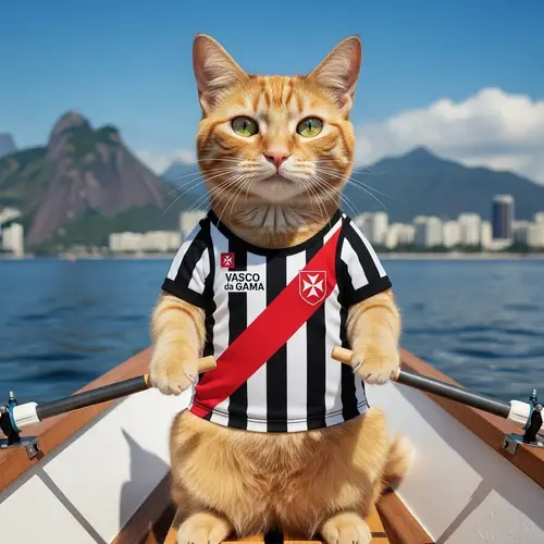 Cat in Vasco da Gama Rowing Club Jersey