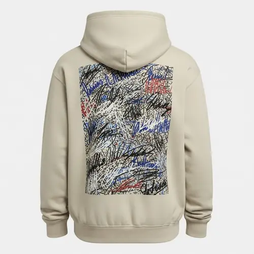 Beige Hoodie with Signature Box Design