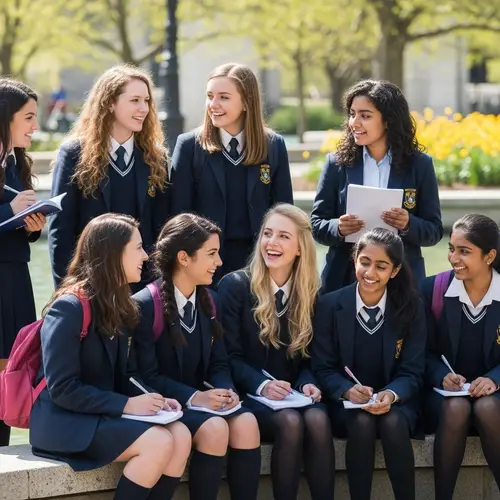 Diverse Female Students Engaging in Educational Outing | [Website Name]