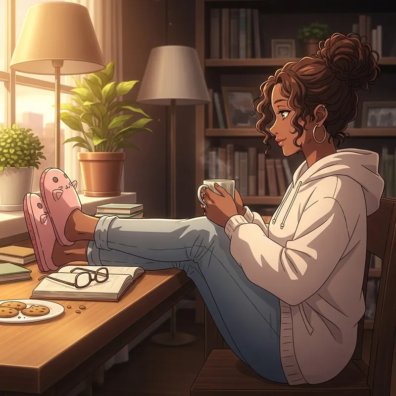 Cozy Anime Scene: Comfort with Style
