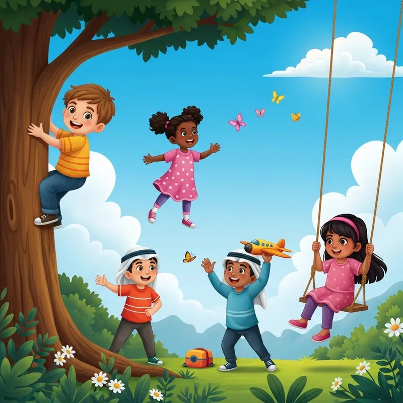 Outdoor Play Cartoon Style for Kids' Fun