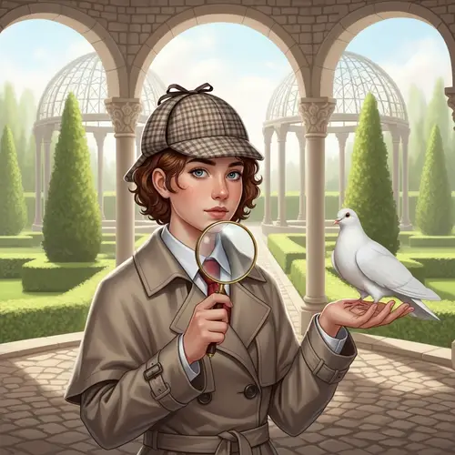 Teenage Detective Girl with Peaceful White Dove