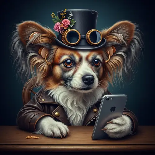 Vibrant 68-Year-Old Papillon Dog in Colorful Self-Portrait