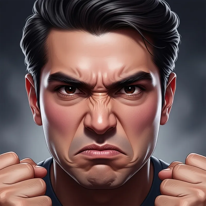 Extreme Anger Displayed by Fuming Man