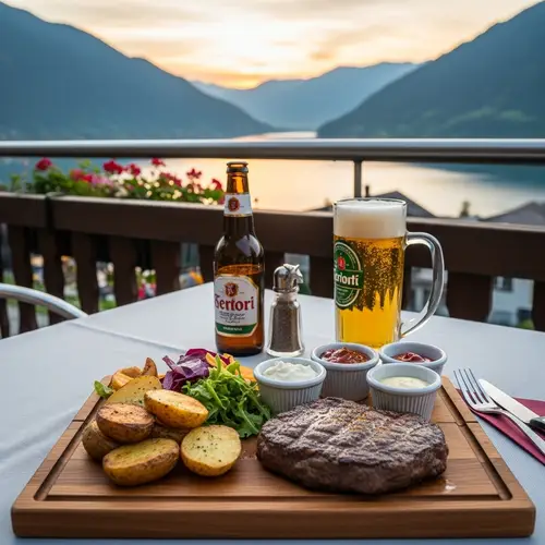Juicy Steak & Ice-Cold Beer at Mountainside Restaurant