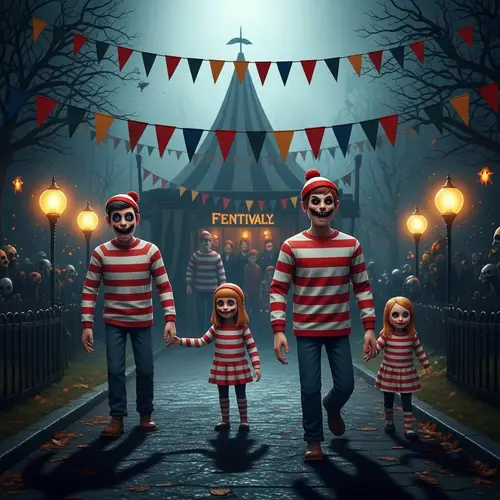 Spooky Festival Scene with 'Where's Wally' Theme