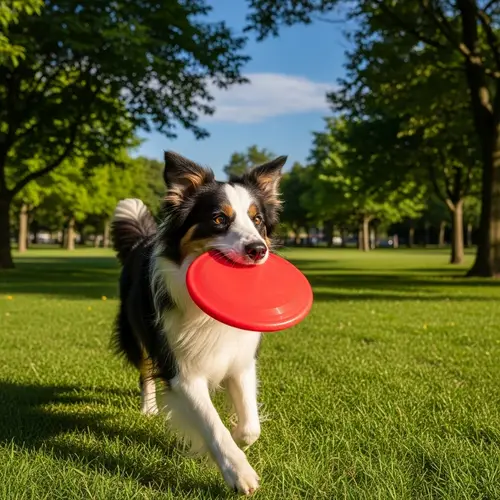 Detailed Image of Border Collie Playing Fetch in Green Park