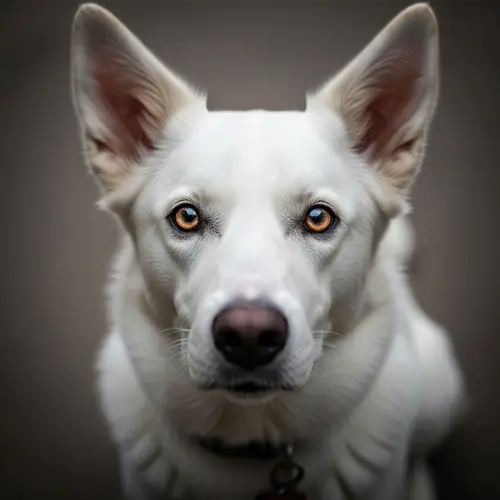 Captivating White Dog Making Direct Eye Contact