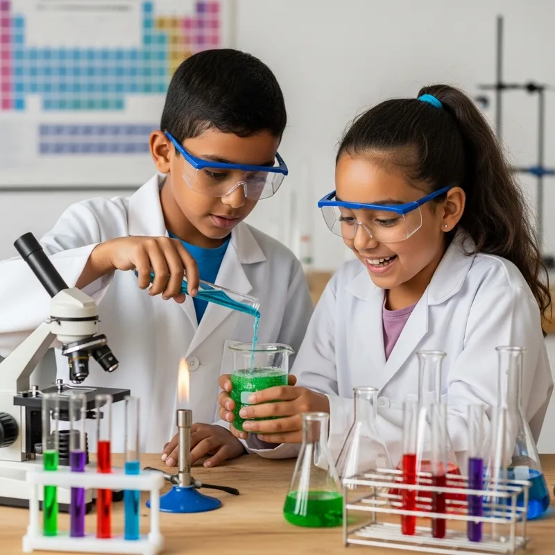 Curious Boy and Girl in Chemistry Lab | Scientific Exploration