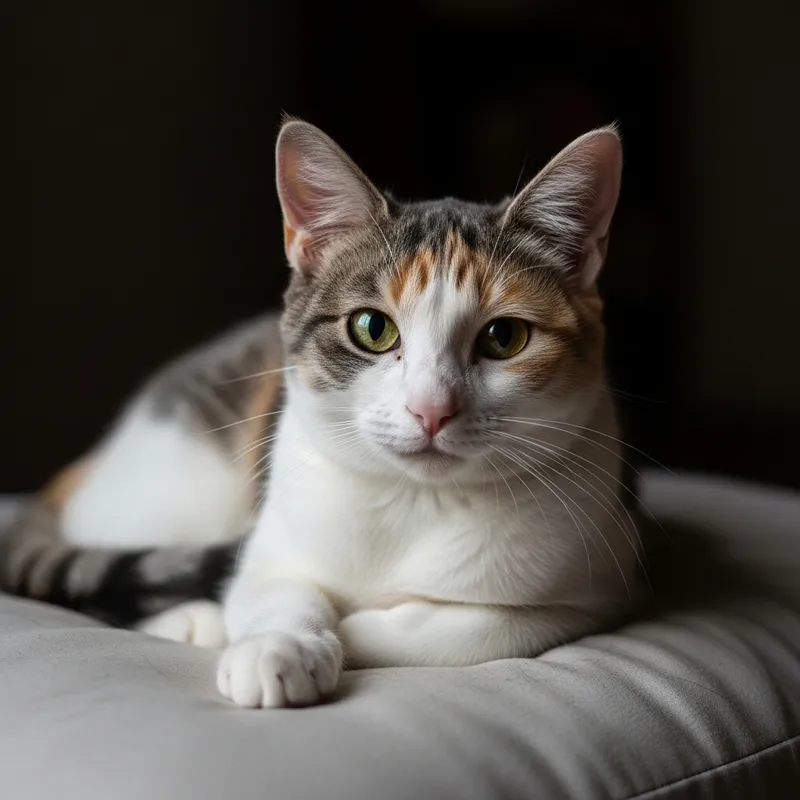 White Domestic Cat - Fluffy Small Carnivorous Mammal