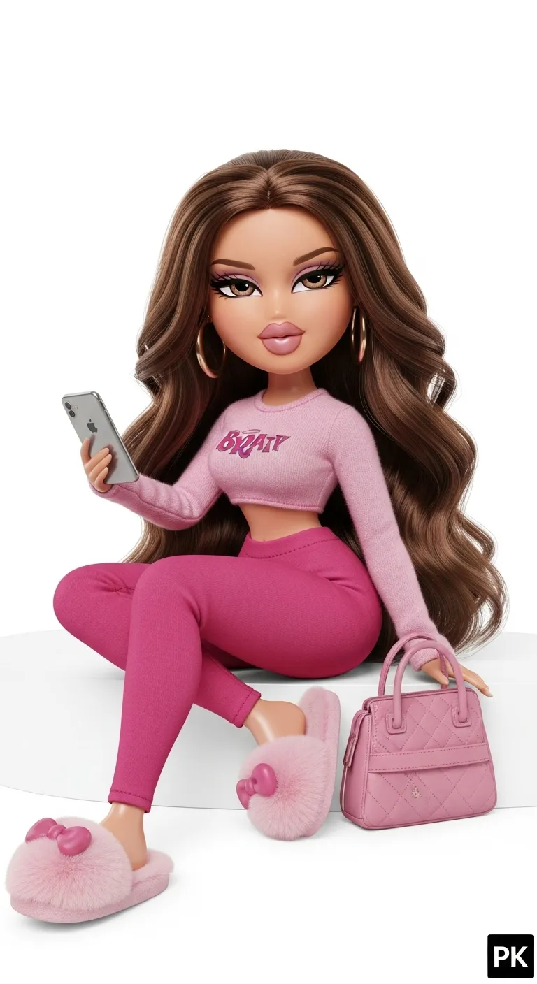 Hyper-Realistic Bratz Doll in Pink Attire