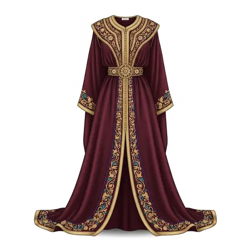 Elegant Moroccan Caftan Drawing Inspired by Roman Fashion