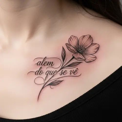 Elegant Flower Tattoo with 'Alem do que se vê'
