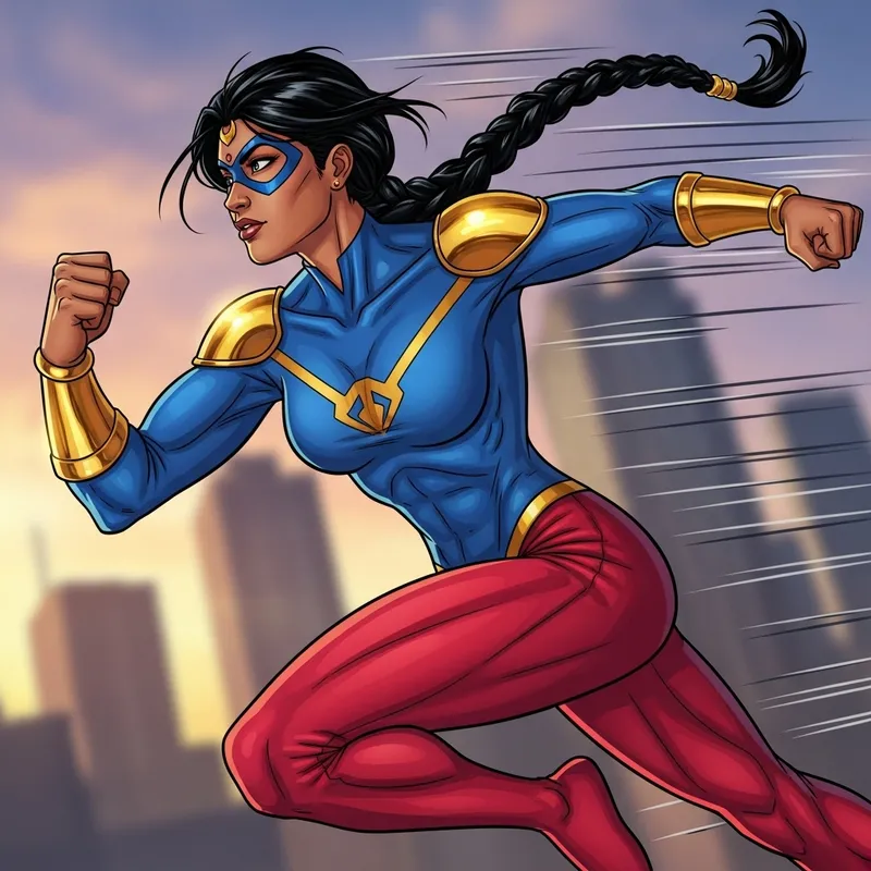 Empowering Superheroine in Bold Comic Book Style