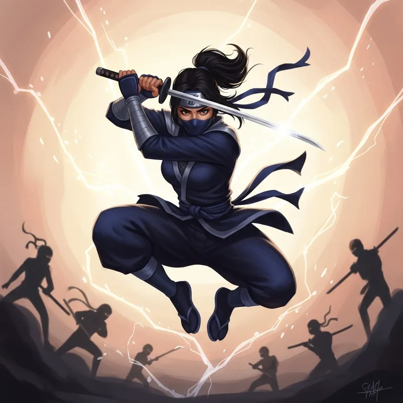 Empowered Female Ninja | Dynamic Anime Artwork