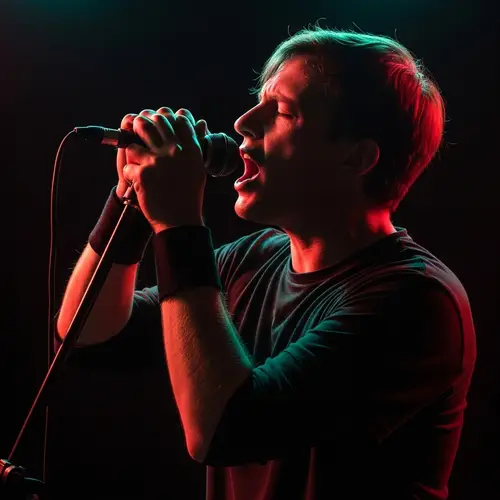 Powerful Rock Star Sings in Vivid Spotlight | Music Performance