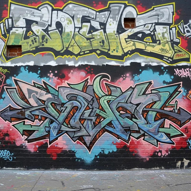 Vibrant City Graffiti Art: Abstract Shapes & Urban Culture