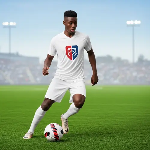 Talented Young Black Male Footballer in Active Pose