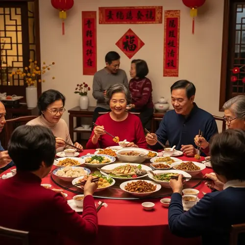 Chinese New Year's Eve Dinner Celebration with Family