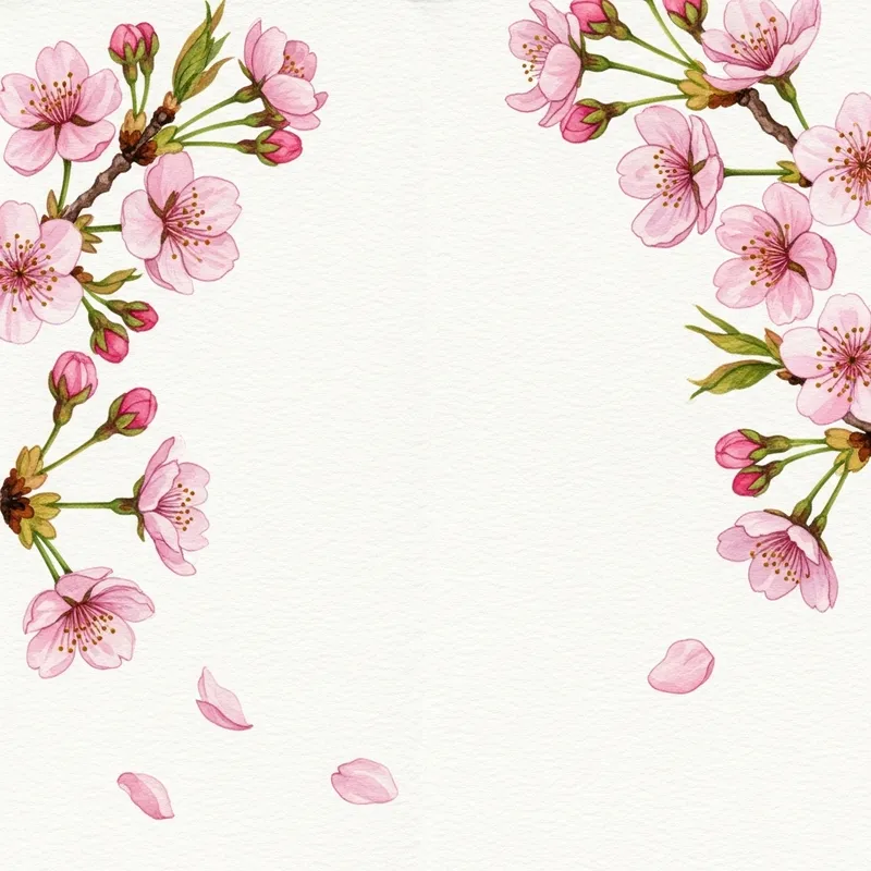 Watercolor Cherry Blossom Background Design