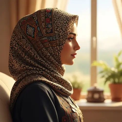 Serene Kurdish Hijabi in Profile - Peaceful Kurdish Woman in Hijab