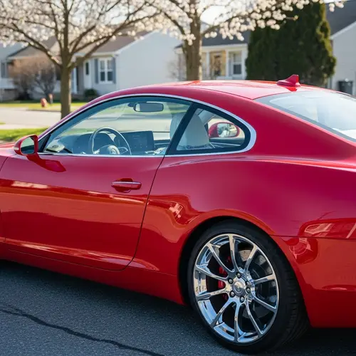 Sleek Red Car Under Afternoon Sunlight