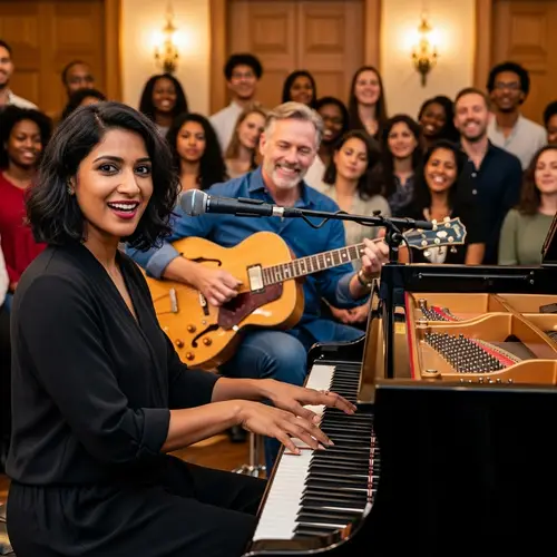 Enchanting Music Scene with Piano and Guitar Performance