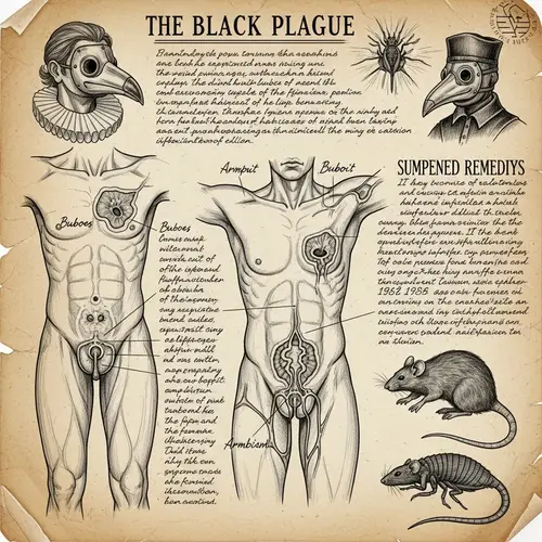 Black Plague Pencil Sketch: Historical Medical Illustration
