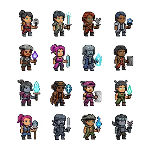 Pixel-Art Dungeons & Dragons Cyberpunk Characters