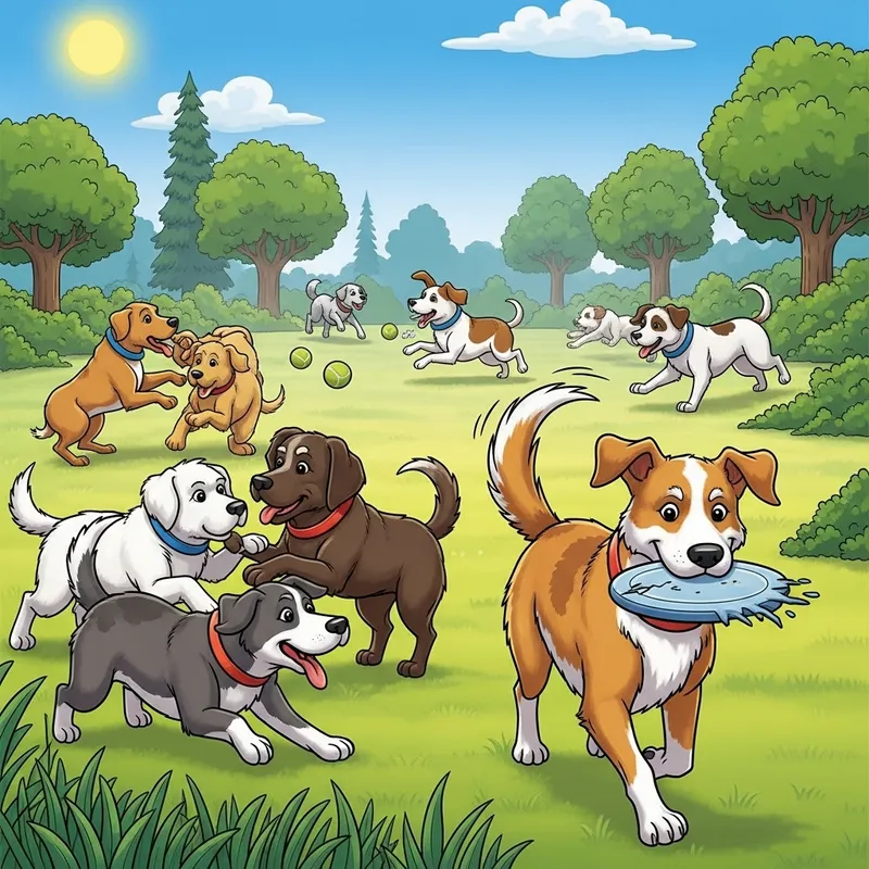 Playful Dogs Having Fun in the Sunshine Playful Dogs Having Fun in the Sunshine