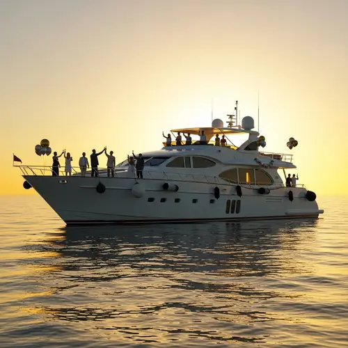 Festive New Year Celebration on Yacht | Sunlit Sea Scene